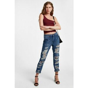 Blugi mom fit cu aspect deteriorat imagine