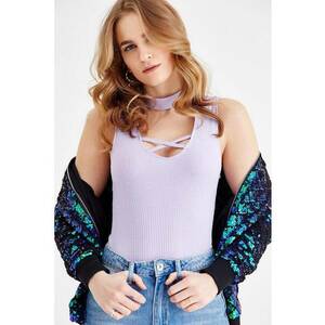 Top slim fit cu model uni imagine