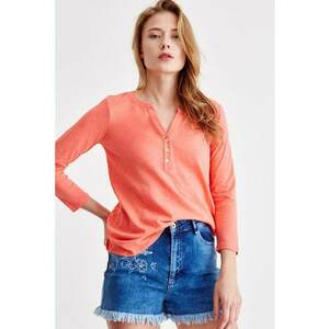 Bluza din bumbac cu fenta cu nasturi imagine