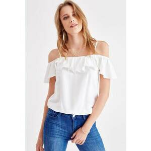 Bluza cu decupaj pe umar si volane imagine