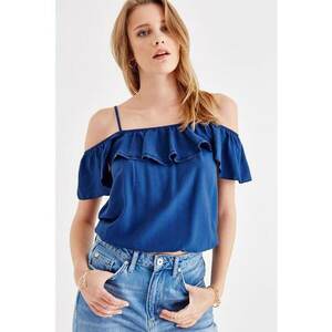 Bluza cu decupaj pe umar si volane imagine