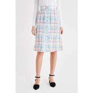 Fusta cu talie inalta si model in carouri imagine