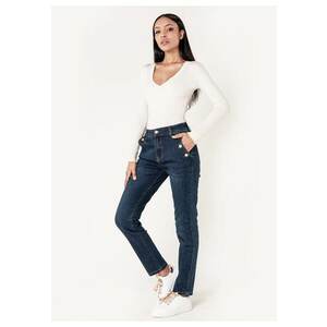 Blugi dama mom fit albastru inchis P216 M10 17947 imagine