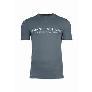 Tricou de bumbac cu decolteu la baza gatului si imprimeu logo imagine