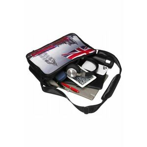 Geanta de dama crossbody - neagra - cu print original - dimensiune A4 - cu un compartiment si 4 picioruse de protectie imagine