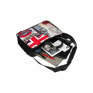 Geanta de dama crossbody - neagra - cu print original - dimensiune A4 - un compartiment - cu 4 picioruse de protectie imagine
