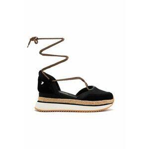 Pantofi cu talpa wedge si insertii din piele intoarsa imagine