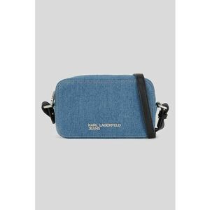 Geanta crossbody de denim cu logo metalic imagine