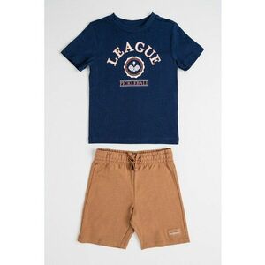 Set de tricou de bumbac cu model si pantaloni scurti uni - 2 piese imagine