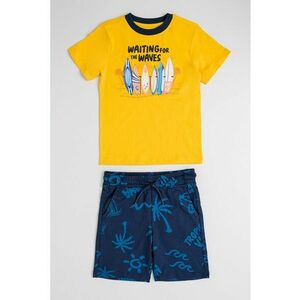 Set de tricou si pantaloni scurti cu imprimeu tropical imagine