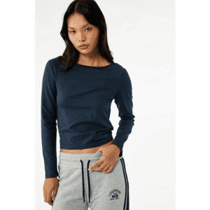 Bluza slim fit cu decolteu barcuta imagine