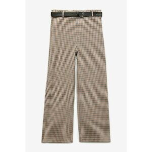 Pantaloni in carouri cu croiala ampla si curea in talie imagine