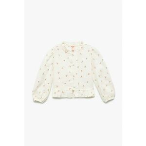 Camasa cu model floral si decolteu cu volane imagine