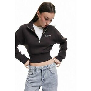 Bluza de trening crop cu fenta cu fermoar imagine