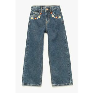 Blugi cu croiala ampla si detalii cu broderie florala imagine