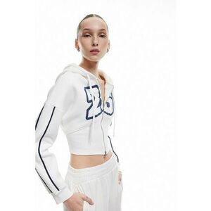 Hanorac crop cu fermoar si maneci cazute imagine