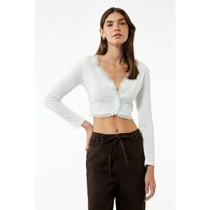 Cardigan crop cu terminatii din dantela imagine