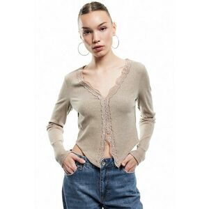 Pulover striat cu decolteu in V imagine