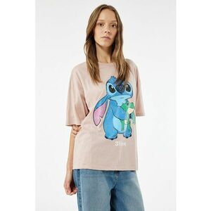 Tricou lejer de bumbac cu imprimeu cu stitch imagine