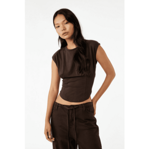 Tricou din amestec de bumbac cu pliuri imagine