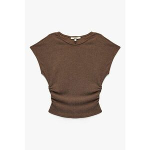 Tricou cu decolteu rotund si fronseuri laterale imagine