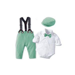 Costum Verde Baieti Cu Bretele Darius imagine