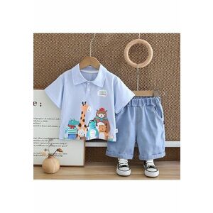 Compleu Baieti Albastru cu Animalute Iustin imagine