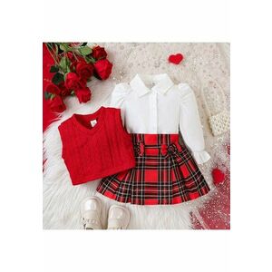 Compleu Rosu Fetite Miruna 3 Piese imagine