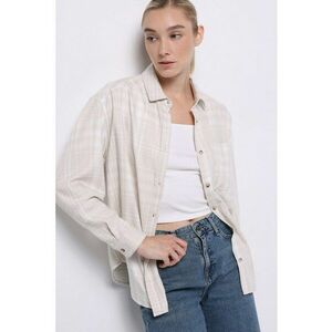 Camasa supradimensionata in carouri cu buzunar pe piept imagine