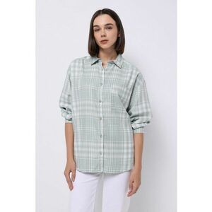 Camasa supradimensionata in carouri cu buzunar pe piept imagine