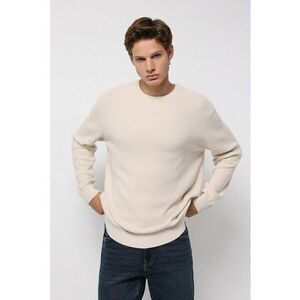 Pulover de bumbac cu decolteu rotund imagine