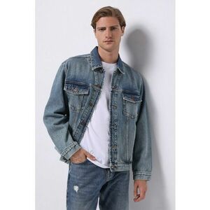 Jacheta din denim cu buzunare pe piept imagine