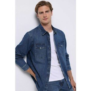 Jacheta din denim cu buzunare pe piept imagine