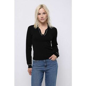 Pulover slim fit cu decolteu in V imagine