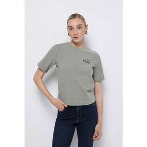 Tricou din amestec de bumbac cu decolteu la baza gatului imagine