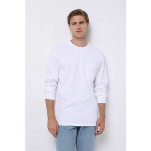 Bluza de bumbac cu buzunar pe piept imagine