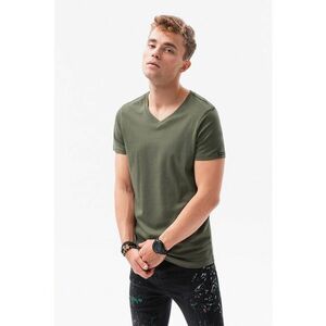 Tricou de bumbac cu decolteu in V imagine