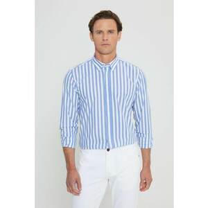 Camasa slim fit de bumbac cu model in dungi imagine