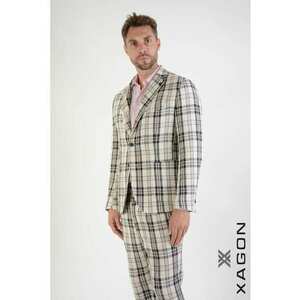 Sacou regular fit - cu inchidere la un singur rand de nasturi si imprimeu in dungi imagine