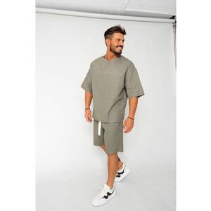 Set Lino 100% In Tricou si pantalon scurt Dark Olive 17981 imagine