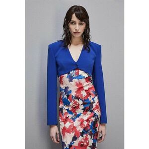 Sacou crop cu închidere la un singur rând de nasturi și decolteu în V imagine