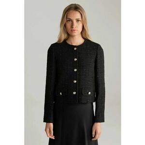 Sacou crop cu guler rotund și închidere prin nasturi imagine