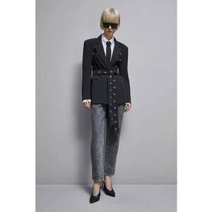 Sacou regular fit cu cordon in talie imagine