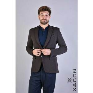 Sacou texturat cu închidere la un singur rând de nasturi imagine