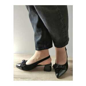 Sandale Elegante Dama 360036 01-I Negre Velur + Lac - Negru imagine