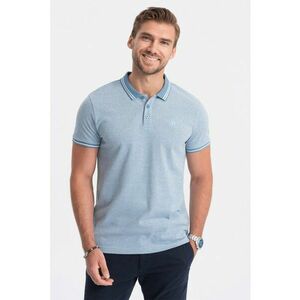 Tricou polo S1618 - Barbati - Bumbac - Cu elemente contrastante - Albastru melange - M imagine