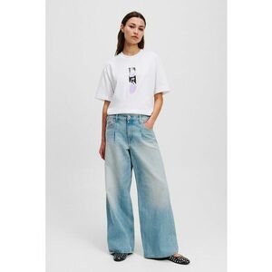 Blugi cu croiala ampla si aspect decolorat imagine