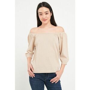 Pulover cu decolteu pe umeri si aspect stralucitor imagine