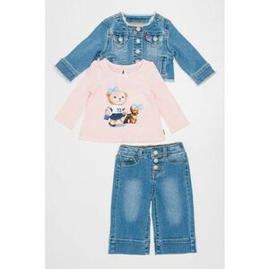 Set de bluza cu imprimeu - jacheta din denim si blugi - 3 piese imagine