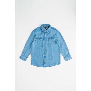 Camasa din denim cu buzunare cu clapa pe piept imagine